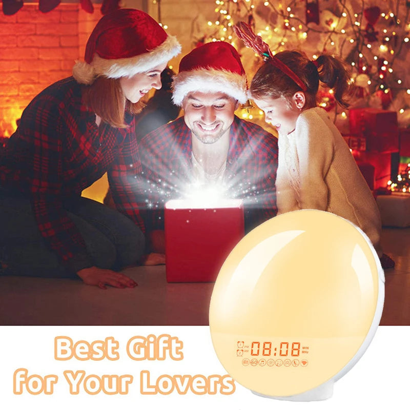 Sunrise Alarm Clock Wake up Light Clock Sunrise/Sunset Simulation Digital Clock with Night Light FM Radio Desk Clocks