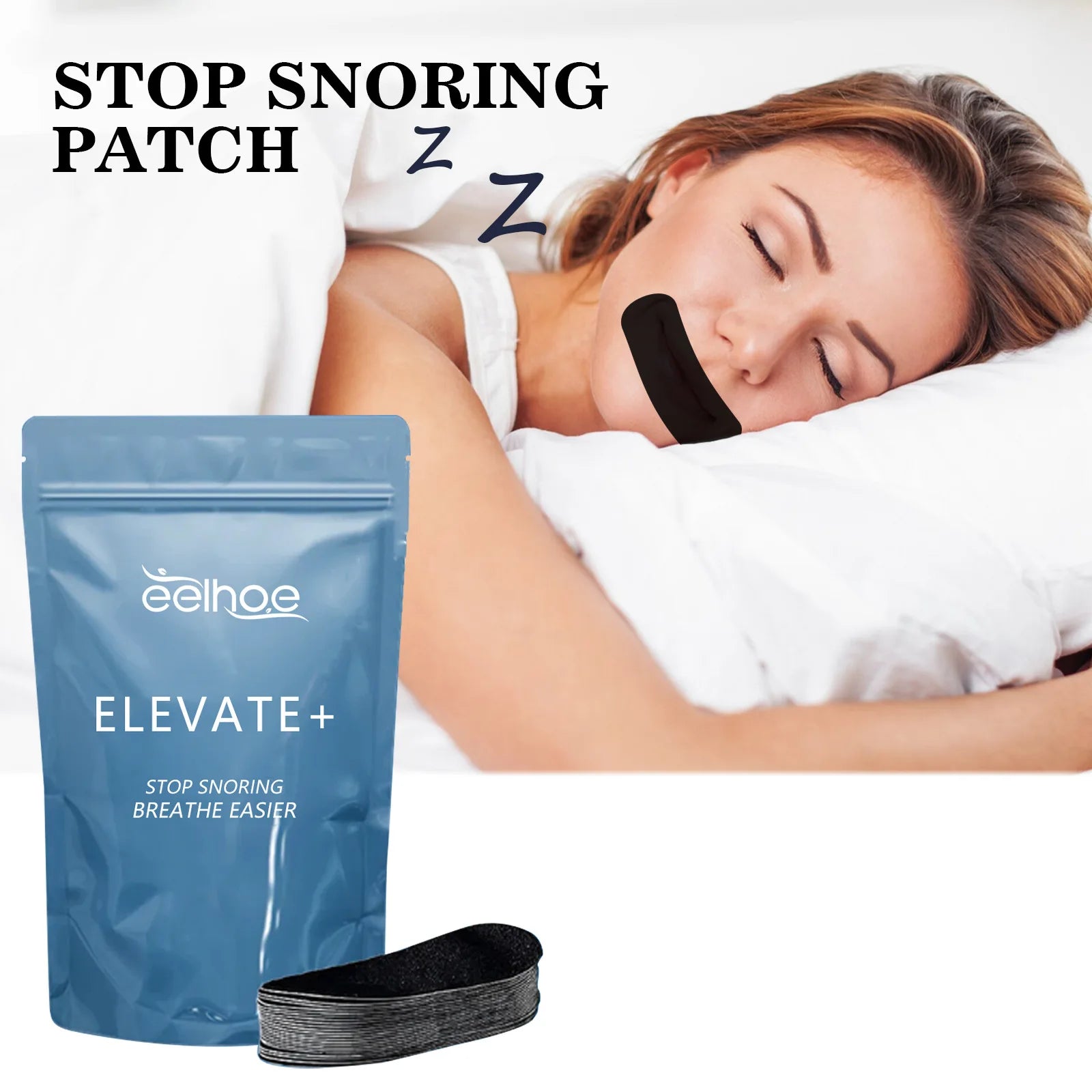 EELHOE Anti-Snoring Patches Mouth Tape for Smooth Breathing Night Sleep Improvement Nose Breathe Strips to Stop Snoring 30Pcs